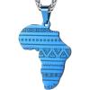 U7 Animals Necklace for Women Stainless Steel Pig/Dog/Elephant Pendant Necklace Lucky Jewelry(Ethnic Pattern Map-Blue)