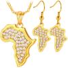CZ Map Necklace+Earrings-Gold