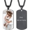 U7 Custom Photo Necklace for Men Women, Stainless Steel Black Gold Color Dog Tag – Personalized Text Engraved Memory Heart/Round Square Shaped Picture Pendant Necklaces Lover Gift Mothers Fathers Day(02.Dog Tag(black))