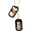 U7 Custom Photo Necklace for Men Women, Stainless Steel Black Gold Color Dog Tag – Personalized Text Engraved Memory Heart/Round Square Shaped Picture Pendant Necklaces Lover Gift Mothers Fathers Day(06.2pcs Dog Tag(gold))