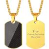 U7 Custom Photo Necklace for Men Women, Stainless Steel Black Gold Color Dog Tag – Personalized Text Engraved Memory Heart/Round Square Shaped Picture Pendant Necklaces Lover Gift Mothers Fathers Day(15.Mirrored(gold)-custom text)