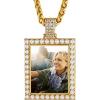 U7 Custom Photo Necklace for Men Women, Stainless Steel Black Gold Color Dog Tag – Personalized Text Engraved Memory Heart/Round Square Shaped Picture Pendant Necklaces Lover Gift Mothers Fathers Day(12.CZ Square(gold))