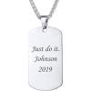 U7 Custom Photo Necklace for Men Women, Stainless Steel Black Gold Color Dog Tag – Personalized Text Engraved Memory Heart/Round Square Shaped Picture Pendant Necklaces Lover Gift Mothers Fathers Day(14.Dog Tag(stainless)-custom text)
