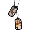 U7 Custom Photo Necklace for Men Women, Stainless Steel Black Gold Color Dog Tag – Personalized Text Engraved Memory Heart/Round Square Shaped Picture Pendant Necklaces Lover Gift Mothers Fathers Day(06.2pcs Dog Tag(black))