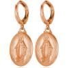 U7 Earrings for Women 18K Gold Plated Virgin Mary Dangle Earrings for Women Christian Jewelry(1.Earrings-Rose Gold)