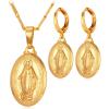 U7 Earrings for Women 18K Gold Plated Virgin Mary Dangle Earrings for Women Christian Jewelry(2Pcs Set-Gold)