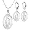 U7 Earrings for Women 18K Gold Plated Virgin Mary Dangle Earrings for Women Christian Jewelry(2Pcs Set-Platiunm)
