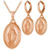U7 Earrings for Women 18K Gold Plated Virgin Mary Dangle Earrings for Women Christian Jewelry(2Pcs Set-Rose Gold)