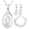 U7 Earrings for Women 18K Gold Plated Virgin Mary Dangle Earrings for Women Christian Jewelry(3Pcs Set-Platinum)