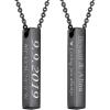 U7 Engravable Bar Necklace, Womens Choker Necklace Stainless Steel Custom Engrave Text Horizontal/Vertical Bar Pendant Necklaces for Men Women(4-Sided Bar-Black)