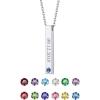 4-Sided Bar-Stainless(Text+Birthstone)