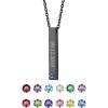 4-Sided Bar-Black(Text+Birthstone)