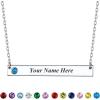 Horizontal Bar-Sterling Silver(Text+Birthstone)
