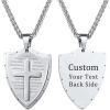 U7 Ephesians 6:16-17 Shield Armor of God Pendant Stainless Steel Cross Necklace for Men Women,Customizable Personalized Jewelry (Stainless (Personalized))