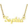 U7 Name Necklace Personalized, Stainless Steel 18K Gold Plated Nameplate Jewelry for Men Women, Multiple Name Necklace, Customized Initial Name Choker Necklace with Curb Chain(Sophia-Gold Color)