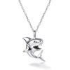 U7 Stainless Steel Shark Necklaces,18K Gold Plated Dolphin/Swordfish/Shark Pendant Necklace,Punk Mens Jewelry(1.Shark-Sterling Silver)
