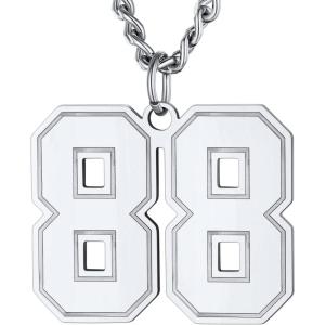 U7 0-99 Number Necklaces Stainless Steel Customizable Number Pendant Gold Plated Athletes Sports Necklace Jersey Number Chains Cuban Link Necklaces for Men Women(00-99 Number Stainless)