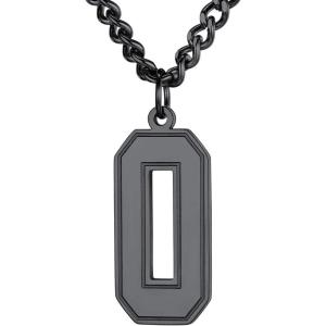 U7 0-99 Number Necklaces Stainless Steel Customizable Number Pendant Gold Plated Athletes Sports Necklace Jersey Number Chains Cuban Link Necklaces for Men Women(0-Stunning Black)
