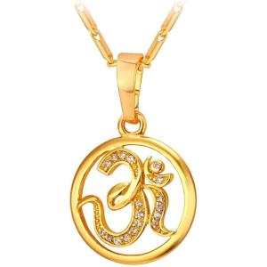 U7 Animals Necklace for Women Stainless Steel Pig/Dog/Elephant Pendant Necklace Lucky Jewelry(Sanskrit-Gold)
