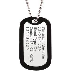 U7 Custom Photo Necklace for Men Women, Stainless Steel Black Gold Color Dog Tag – Personalized Text Engraved Memory Heart/Round Square Shaped Picture Pendant Necklaces Lover Gift Mothers Fathers Day(03.Dog Tag(stainless)-custom text)