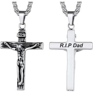 Urn Necklace for Ashes,Customized Stainless Steel or 18K Gold Plated Cremation Jewelry Memorial Keepsake Urn Lockets Pendant for Men Women -Waterproof & Gift Packed(Crucifix-stainless(custom Text))