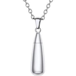 Urn Necklace for Ashes,Customized Stainless Steel or 18K Gold Plated Cremation Jewelry Memorial Keepsake Urn Lockets Pendant for Men Women -Waterproof & Gift Packed(Teardrop-stainless(blank))