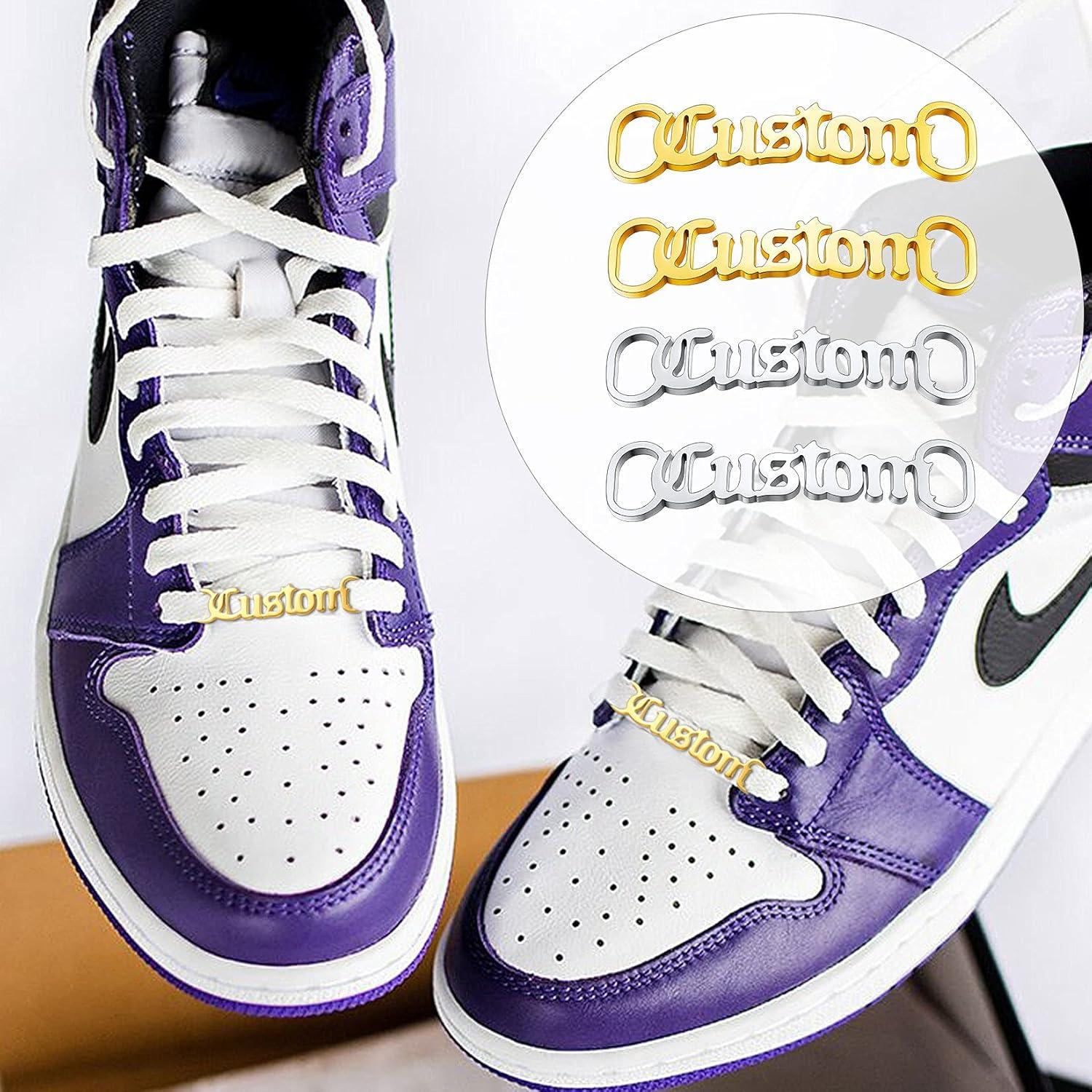 imageU7 2Pcs Sneaker Shoe Lace ID Tag Stainless Steel18K Gold Plated Trainer Tag Shoe Buckles Shoelace Decoration Charms01 Premium Silver