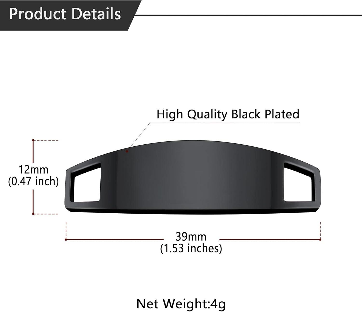 imageU7 2Pcs Sneaker Shoe Lace ID Tag Stainless Steel18K Gold Plated Trainer Tag Shoe Buckles Shoelace Decoration Charms02 BlackText Engrave ID Tag