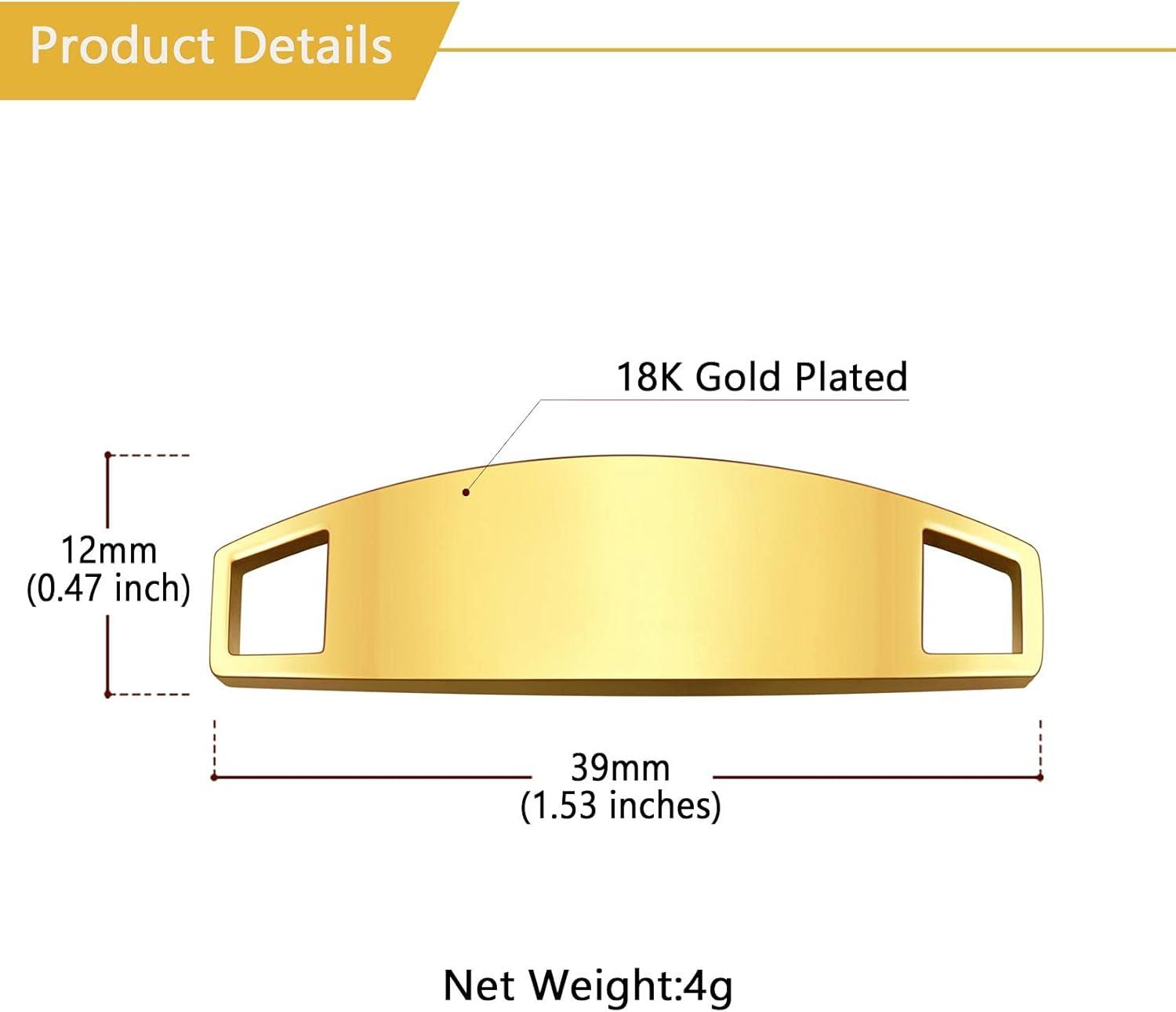 imageU7 2Pcs Sneaker Shoe Lace ID Tag Stainless Steel18K Gold Plated Trainer Tag Shoe Buckles Shoelace Decoration Charms02 GoldText Engrave ID Tag