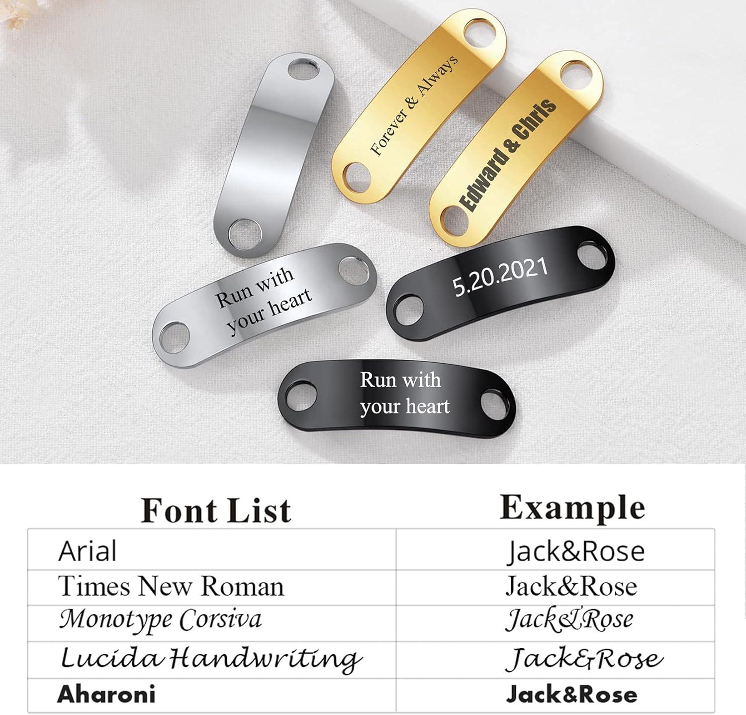 imageU7 2Pcs Sneaker Shoe Lace ID Tag Stainless Steel18K Gold Plated Trainer Tag Shoe Buckles Shoelace Decoration Charms03 Blacktext Engrave Id Tag