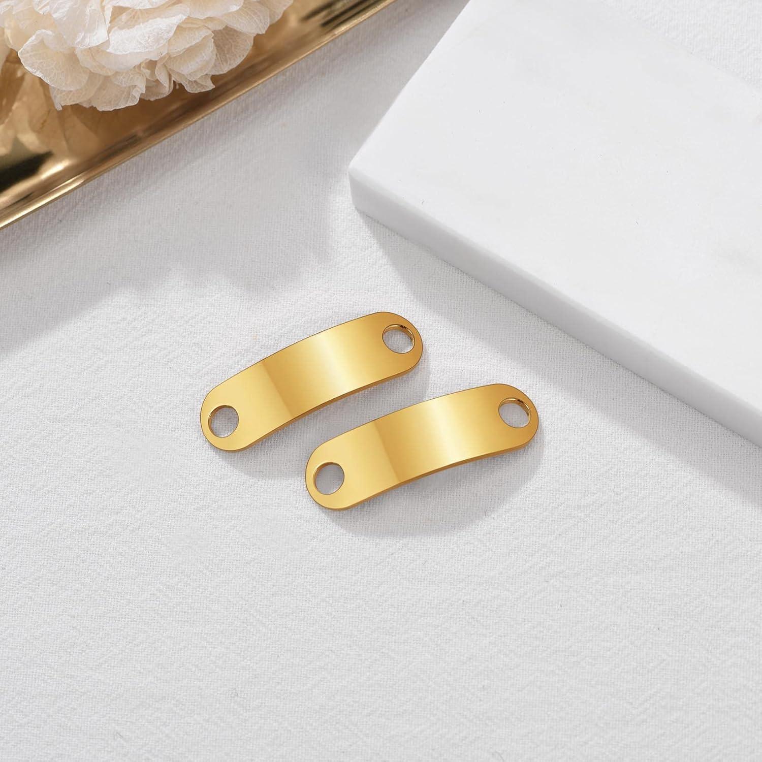 imageU7 2Pcs Sneaker Shoe Lace ID Tag Stainless Steel18K Gold Plated Trainer Tag Shoe Buckles Shoelace Decoration Charms03 GoldText Engrave ID Tag