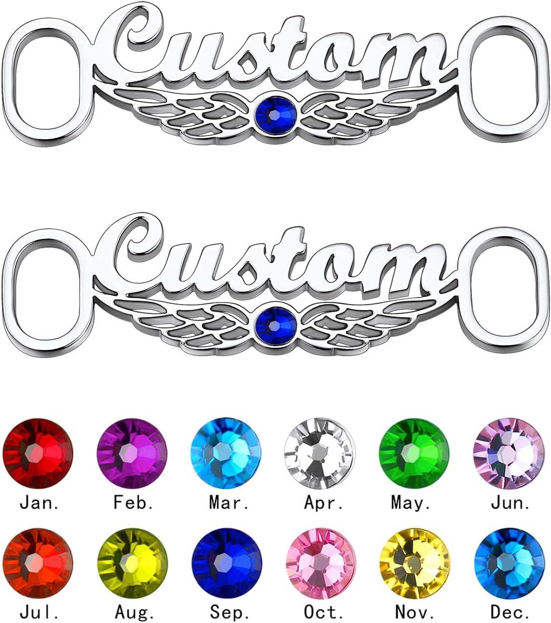 imageU7 2Pcs Sneaker Shoe Lace ID Tag Stainless Steel18K Gold Plated Trainer Tag Shoe Buckles Shoelace Decoration Charms04 Angels Wing TagSilver