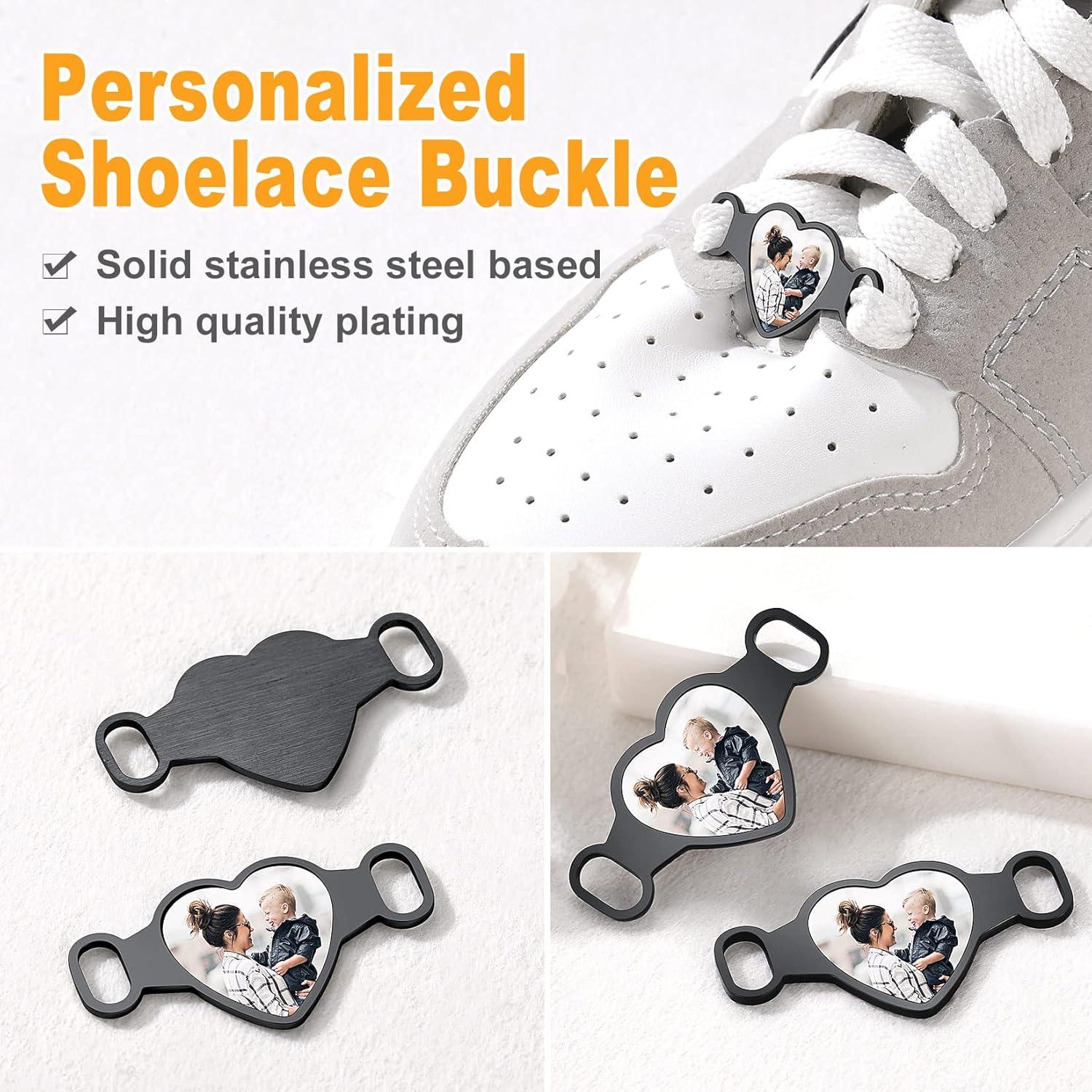 imageU7 2Pcs Sneaker Shoe Lace ID Tag Stainless Steel18K Gold Plated Trainer Tag Shoe Buckles Shoelace Decoration CharmsHeart photoblack