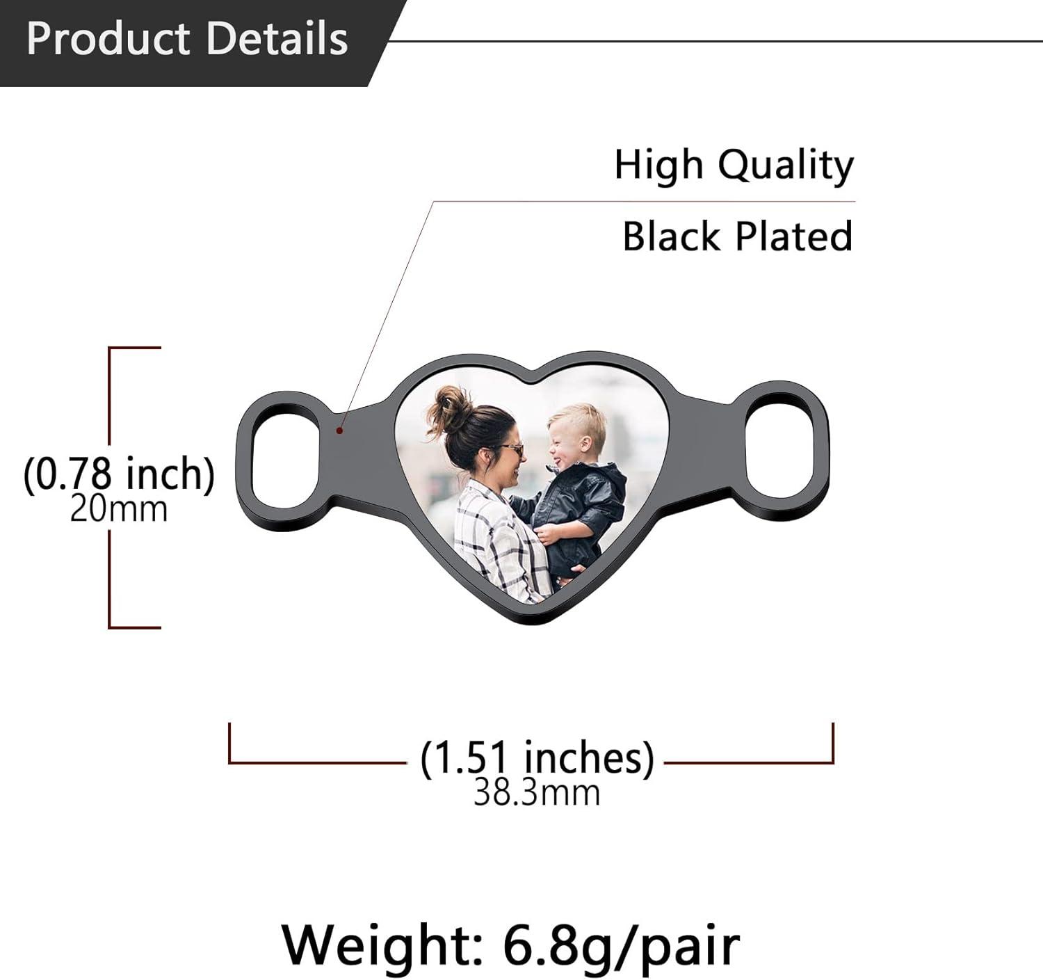 imageU7 2Pcs Sneaker Shoe Lace ID Tag Stainless Steel18K Gold Plated Trainer Tag Shoe Buckles Shoelace Decoration CharmsHeart photoblack