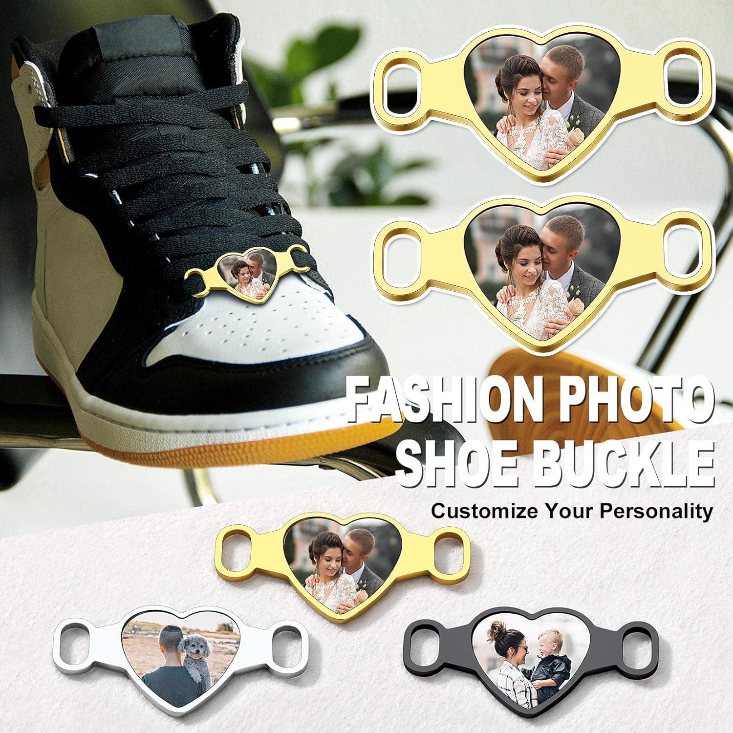 imageU7 2Pcs Sneaker Shoe Lace ID Tag Stainless Steel18K Gold Plated Trainer Tag Shoe Buckles Shoelace Decoration CharmsHeart photogold