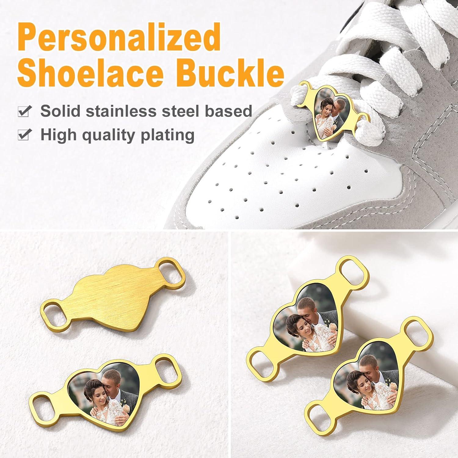imageU7 2Pcs Sneaker Shoe Lace ID Tag Stainless Steel18K Gold Plated Trainer Tag Shoe Buckles Shoelace Decoration CharmsHeart photogold