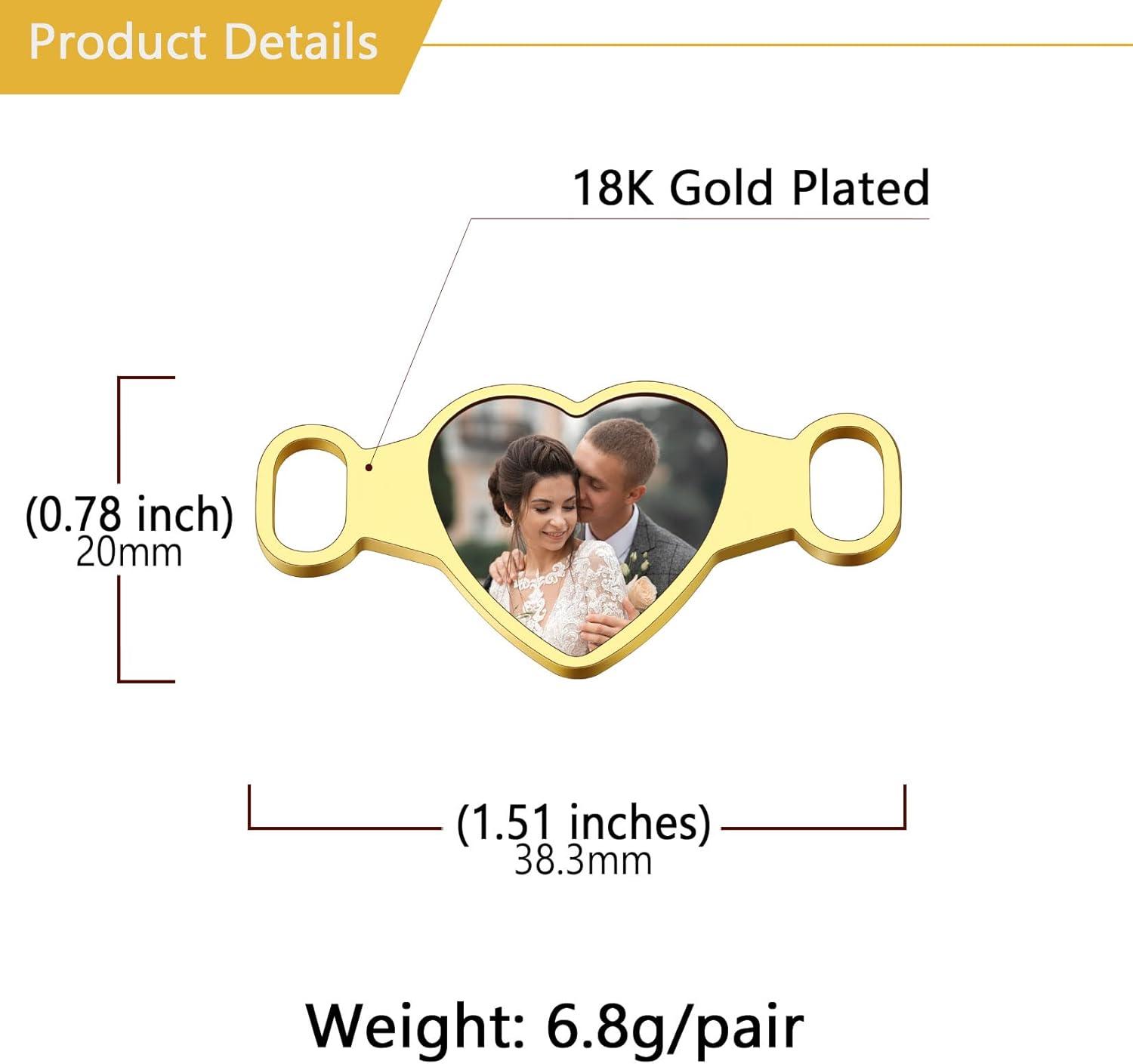 imageU7 2Pcs Sneaker Shoe Lace ID Tag Stainless Steel18K Gold Plated Trainer Tag Shoe Buckles Shoelace Decoration CharmsHeart photogold