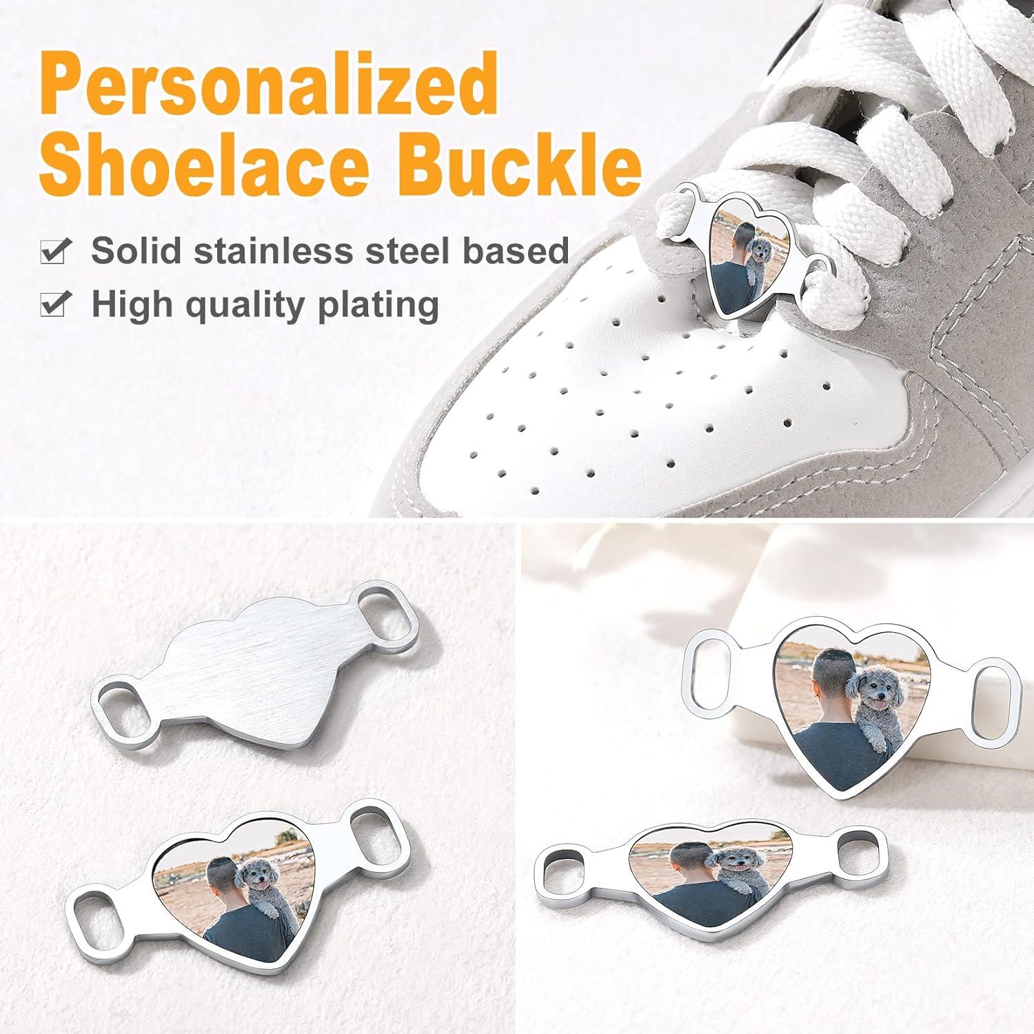 imageU7 2Pcs Sneaker Shoe Lace ID Tag Stainless Steel18K Gold Plated Trainer Tag Shoe Buckles Shoelace Decoration CharmsHeart photostainless steel