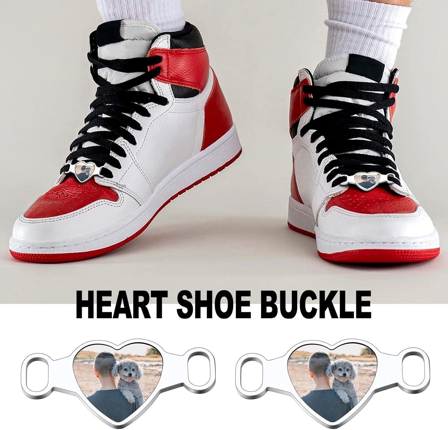 imageU7 2Pcs Sneaker Shoe Lace ID Tag Stainless Steel18K Gold Plated Trainer Tag Shoe Buckles Shoelace Decoration CharmsHeart photostainless steel