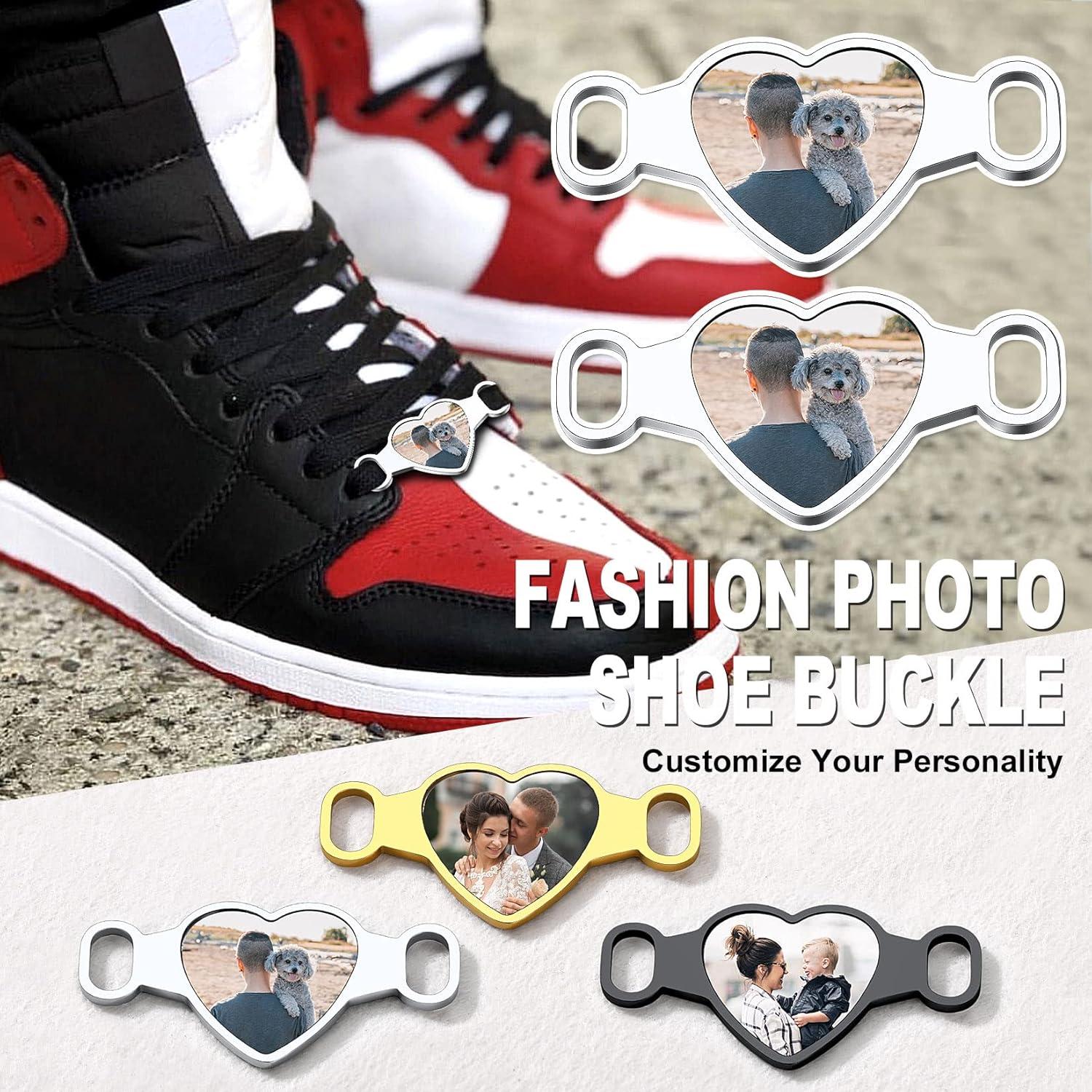 imageU7 2Pcs Sneaker Shoe Lace ID Tag Stainless Steel18K Gold Plated Trainer Tag Shoe Buckles Shoelace Decoration CharmsHeart photostainless steel