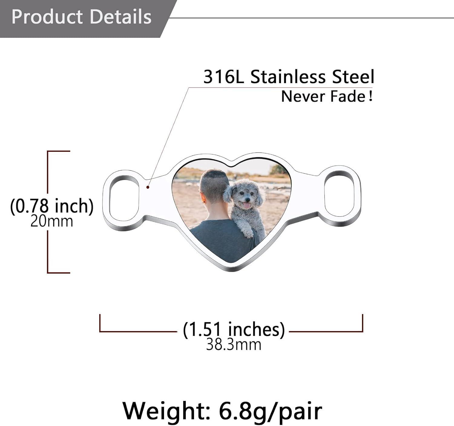 imageU7 2Pcs Sneaker Shoe Lace ID Tag Stainless Steel18K Gold Plated Trainer Tag Shoe Buckles Shoelace Decoration CharmsHeart photostainless steel