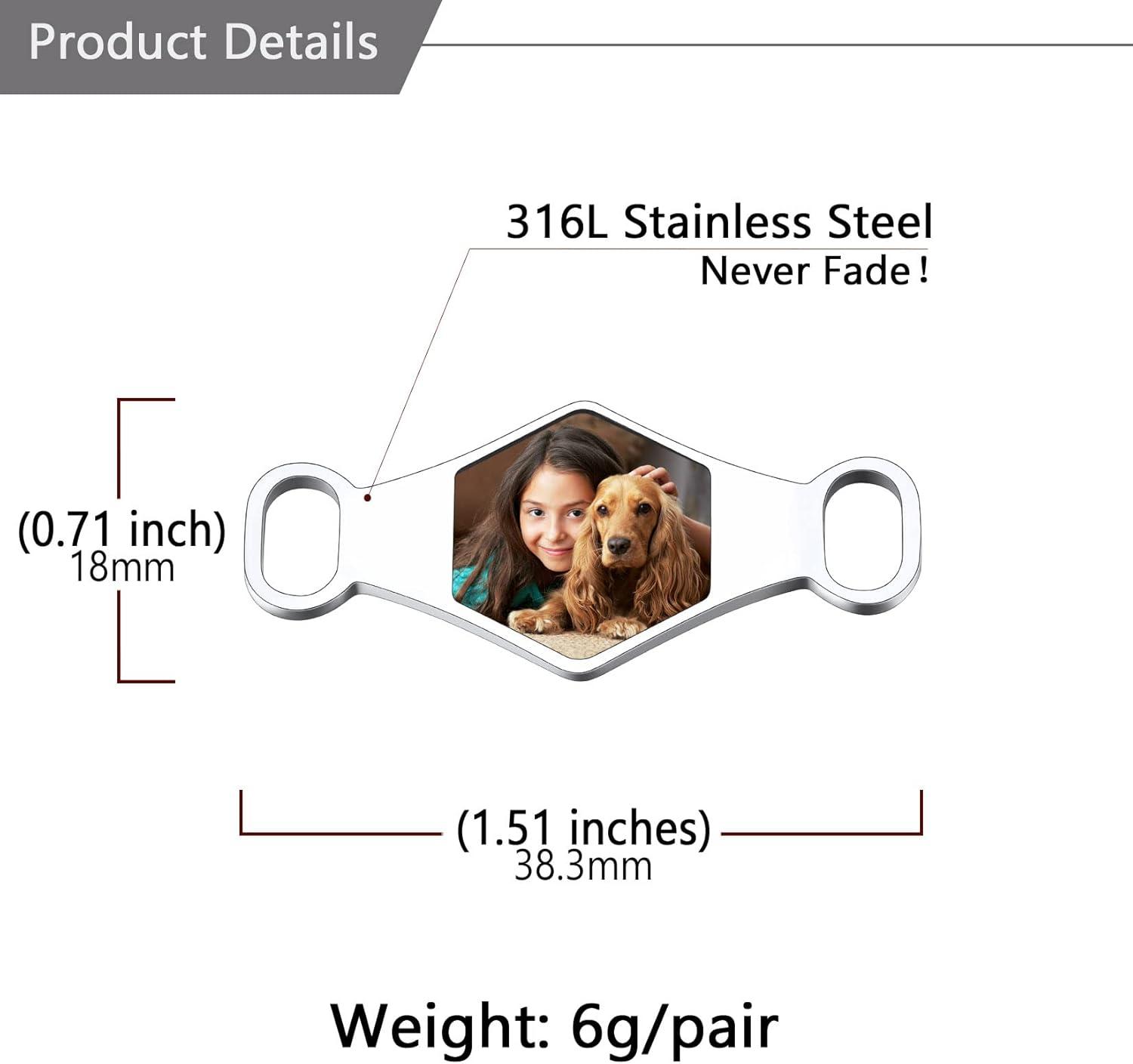 imageU7 2Pcs Sneaker Shoe Lace ID Tag Stainless Steel18K Gold Plated Trainer Tag Shoe Buckles Shoelace Decoration CharmsHexagon Photostainless Steel