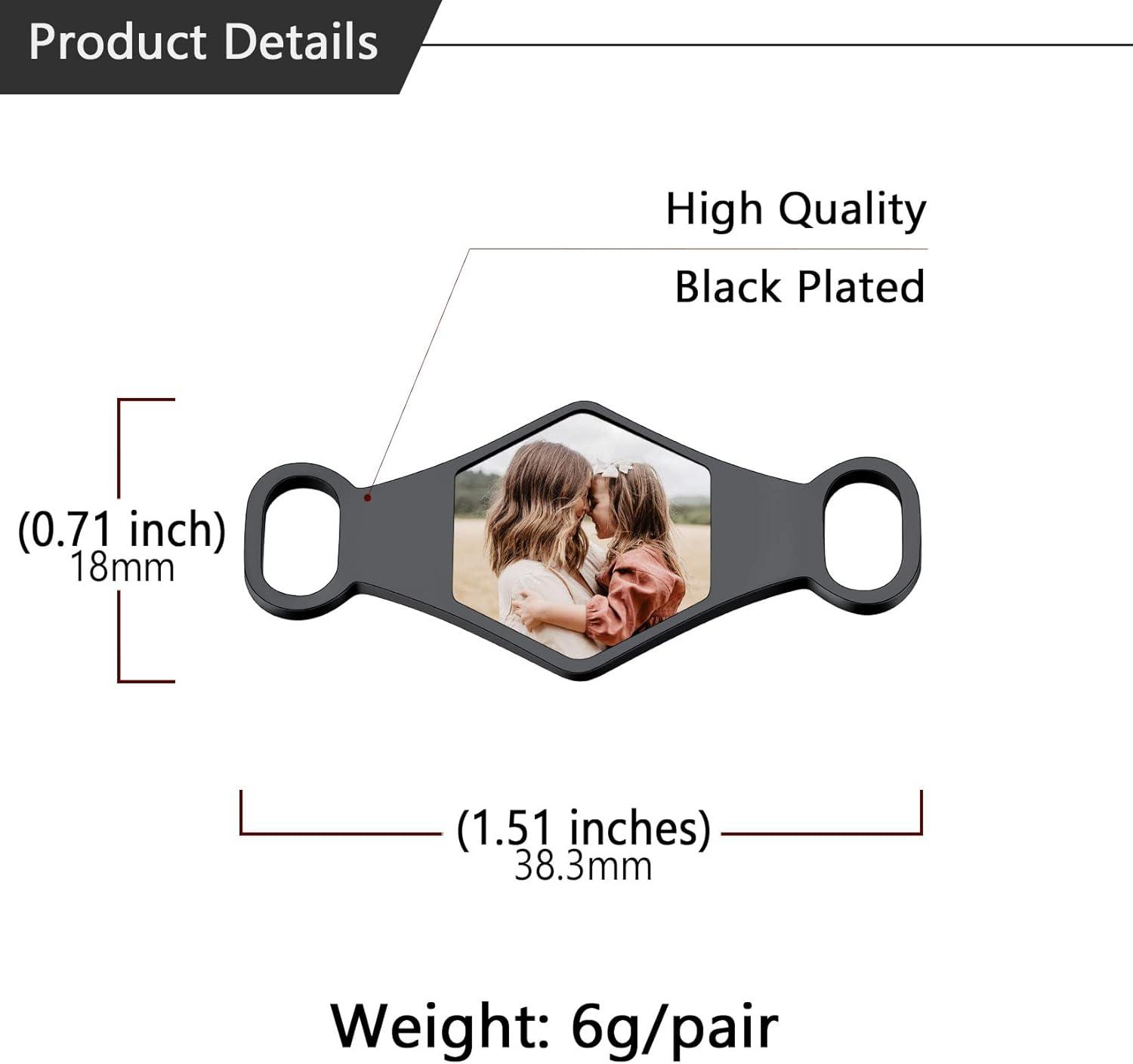 imageU7 2Pcs Sneaker Shoe Lace ID Tag Stainless Steel18K Gold Plated Trainer Tag Shoe Buckles Shoelace Decoration CharmsHexagon photoblack