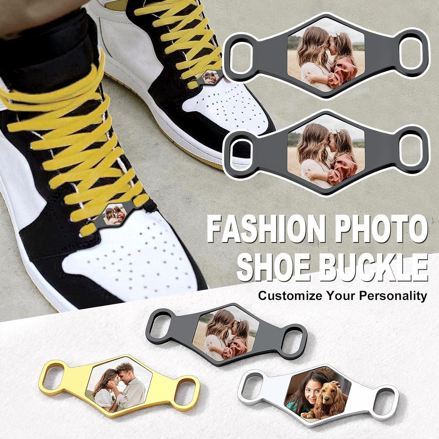 imageU7 2Pcs Sneaker Shoe Lace ID Tag Stainless Steel18K Gold Plated Trainer Tag Shoe Buckles Shoelace Decoration CharmsHexagon photoblack