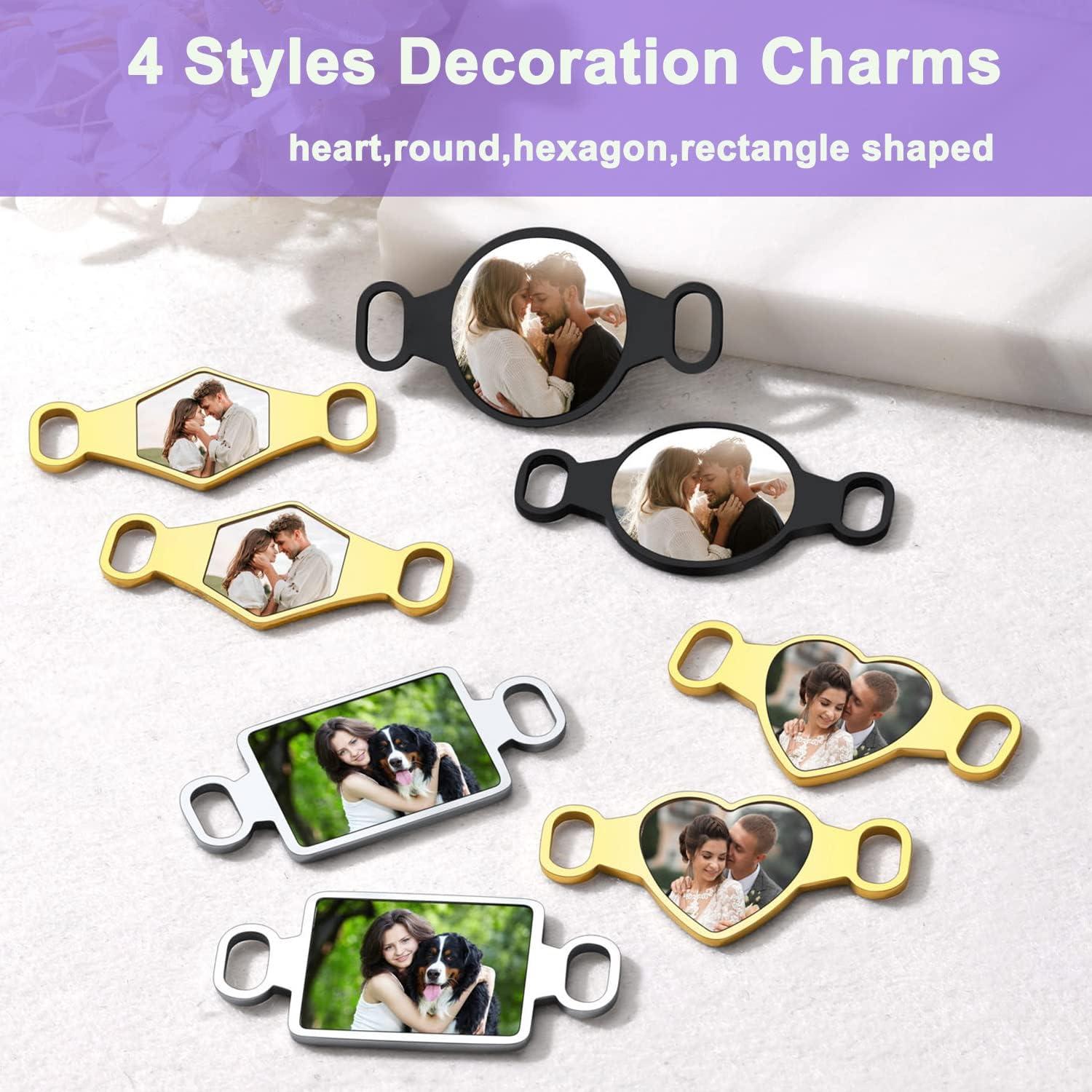 imageU7 2Pcs Sneaker Shoe Lace ID Tag Stainless Steel18K Gold Plated Trainer Tag Shoe Buckles Shoelace Decoration CharmsHexagon photoblack