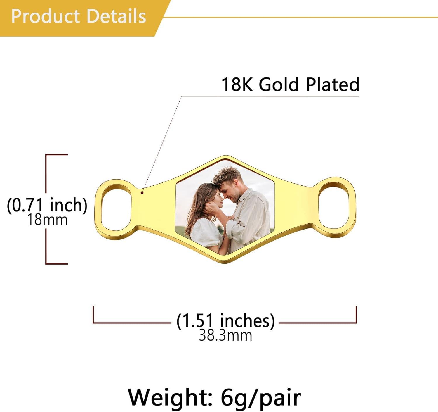 imageU7 2Pcs Sneaker Shoe Lace ID Tag Stainless Steel18K Gold Plated Trainer Tag Shoe Buckles Shoelace Decoration CharmsHexagon photogold