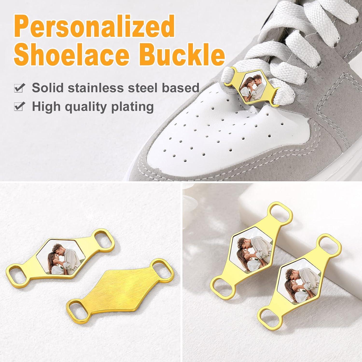 imageU7 2Pcs Sneaker Shoe Lace ID Tag Stainless Steel18K Gold Plated Trainer Tag Shoe Buckles Shoelace Decoration CharmsHexagon photogold