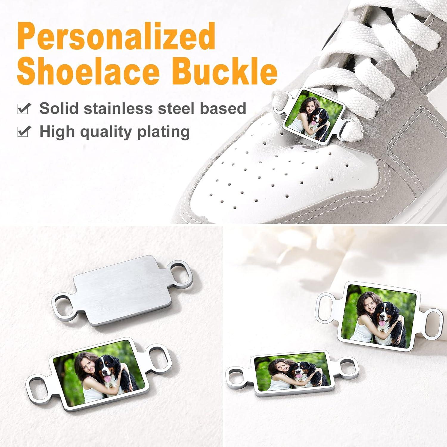 imageU7 2Pcs Sneaker Shoe Lace ID Tag Stainless Steel18K Gold Plated Trainer Tag Shoe Buckles Shoelace Decoration CharmsRectangle photostainless steel