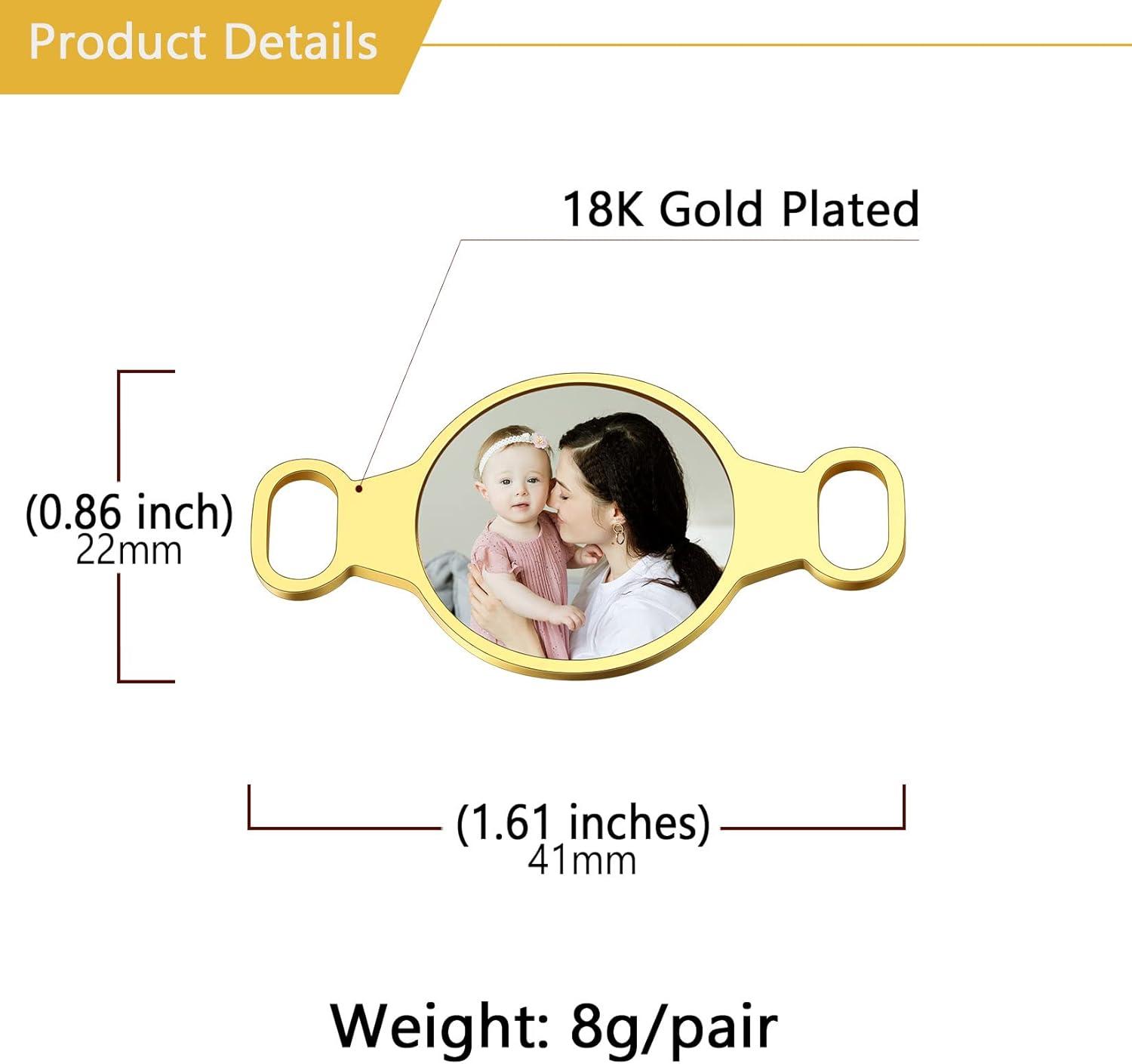 imageU7 2Pcs Sneaker Shoe Lace ID Tag Stainless Steel18K Gold Plated Trainer Tag Shoe Buckles Shoelace Decoration CharmsRound photogold