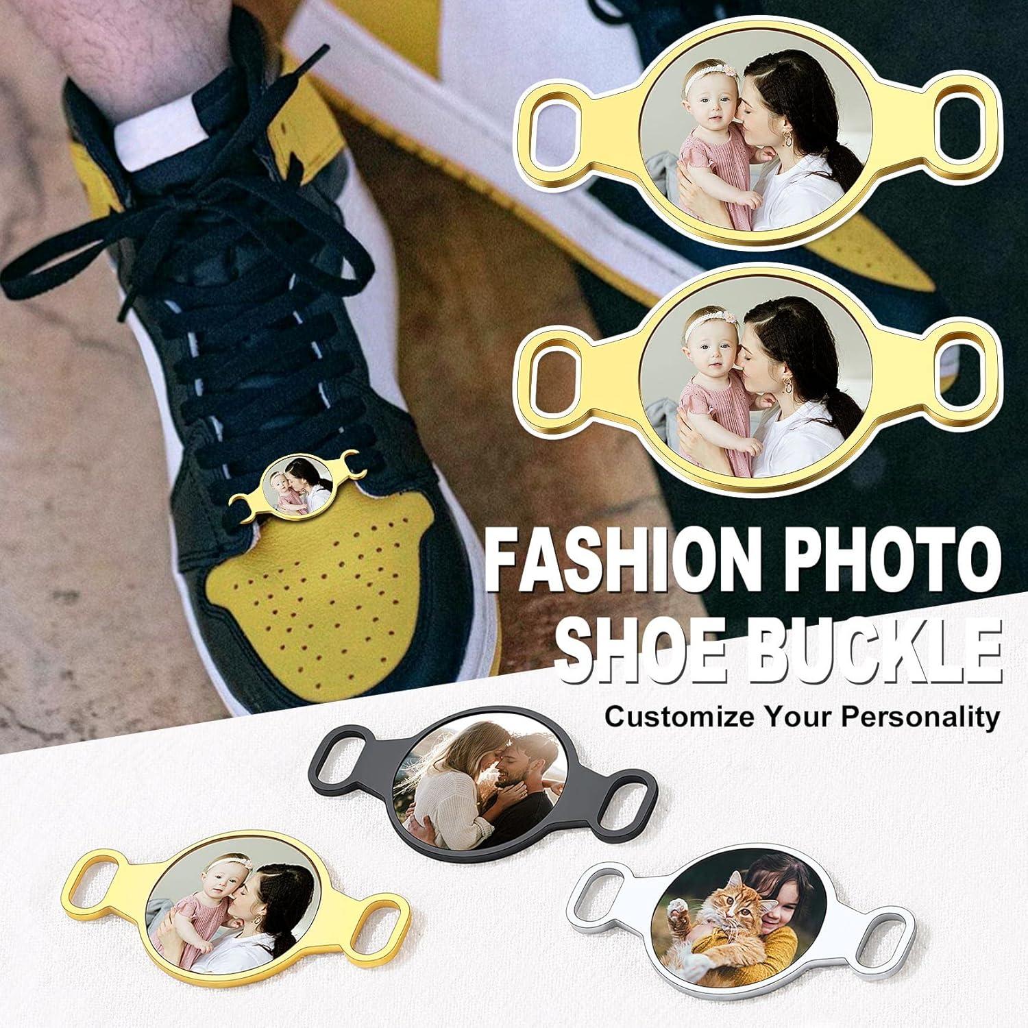 imageU7 2Pcs Sneaker Shoe Lace ID Tag Stainless Steel18K Gold Plated Trainer Tag Shoe Buckles Shoelace Decoration CharmsRound photogold